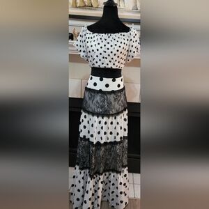 Polka Dot and Lace Maxi Dress